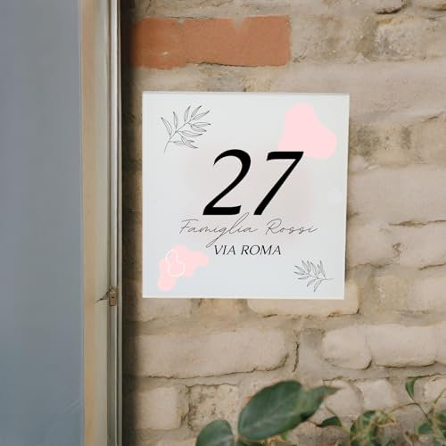 Numero Civico Personalizzato con Via Nome Famiglia Piastrella Mattonella Targa Targhetta in ceramica da esterno interno Casa Residence Villaggio B&B (Grafica 2)