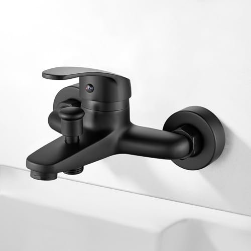 Rehomthy Rubinetto per Vasca da Bagno, Miscelatore monocomando per Vasca, Nero