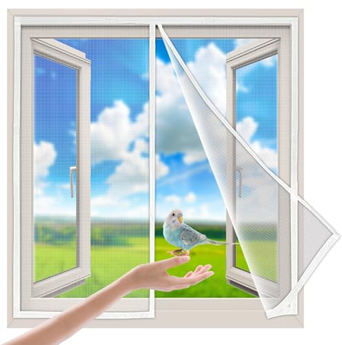 katzengitter balkonFenster, 180x105 cm passend für Fenstergröße, verdickte, katzenfeste NetzgitterFenster für Wohnzimmer, Schlafzimmer, Küche, Terrasse Innovativ, Weiß