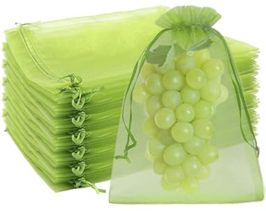 AORHOFJ 50 Pezzi Sacchetti Organza 10x15CM Matrimonio, Protettivi Giardino Coulisse, Gioielli, Caramelle