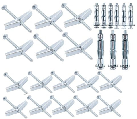 Rtppyakk Juego de 25 tornillos de palanca de rodilla, tuercas de ala, surtido de anclajes de pared robustos para colgar objetos pesados de paneles de yeso