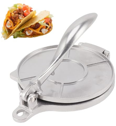 Tortilla-Presse, Tortilla-Maker, Aluminium-Tortilla-Presse, Mehl-Tortilla-Presse, Rotis-Presse, Quesadilla-Presse, Taco-Maker (16cm Silber)
