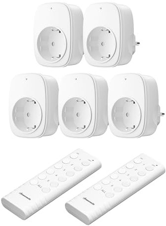 DEWENWILS Funksteckdose mit Fernbedienung, 16A 3680W, Plug-In Ein/Aus Steckdosen-Set 2V5, kabellos, erweiterbarer Funkschalter für Feiertagsdeko und Heimgeräte, 50m Reichweite, Vorprogrammiert, Weiß