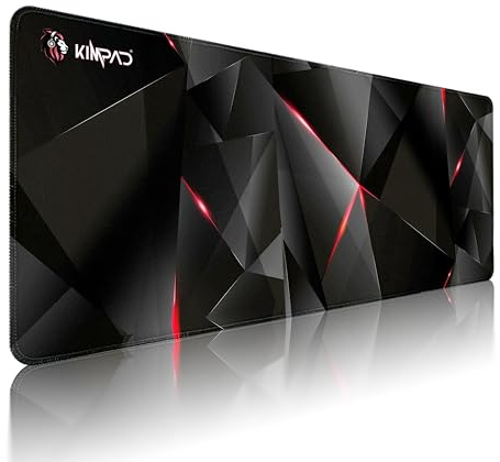 Kimpad ProEdge Series Gaming XL musmatta – Geometry röd 80 x 30 x 3 mm – naturgummi, vattentät, hållbara kanter, precision och kontroll, lämplig för PC och bärbar dator, elegant och funktionell design