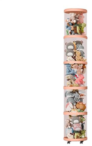 Stofftier-Aufbewahrungsröhre mit Rädern – 5-lagige transparente vertikale Spielzeug-Organizer-Röhre | Kuscheltier-Zoo-Aufbewahrung | Transparente Vitrinenbox für Plüschtiere, Puppen, Spielzeugaufbewah