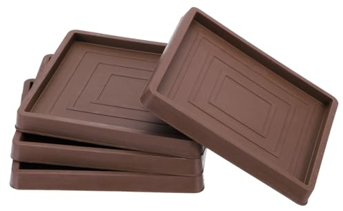 PATIKIL 3.5 Inch Rubber Furniture Pads, 4 Pack Non-Slip Furniture Coasters Square Anti Skid Caster Cups Furniture Feet Cup Floor Protectors for Bed Couch Stoppers, Brown