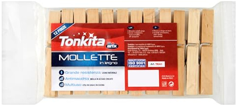 TONKITA | 240 Mollette in Legno Per il Bucato, Pinze Multiuso, Antimacchia, Mollette Antiruggine - 20 Confezioni