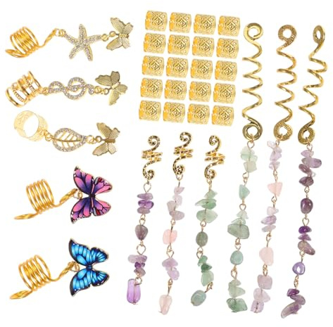 DRESSOOS 31pièces Pendentifs Pour Tresses Et Dreadlocks Accessoires Cheveux Femme Perles Pour Dreads Bijoux Pour Cheveux Accessoires Pour Tresses