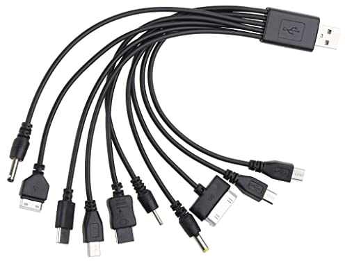 20CM Multi Charger Cable, 10 In 1 USB Phone Charging Cable USB To Multi Plug Phone Charging Cable USB Charging Cable