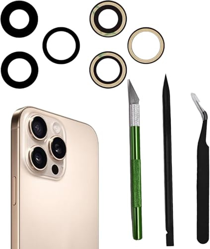 Lente di Ricambio in Vetro per la Fotocamera Posteriore di iPhone 16 PRO e iPhone 16 PRO Max, con Adesivo Preinstallato e Strumenti di Riparazione