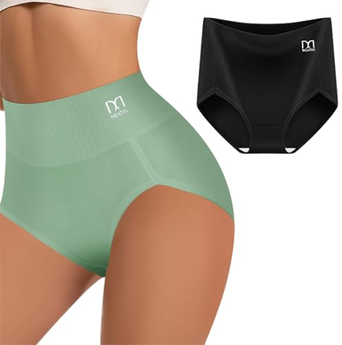 2XK-NOV Braguitas De Algodón para Mujer, Bragas Fajas Reductoras Abdomen, Ropa Interior, Calzoncillos Que Moldean La Figura (FR/ES, Letras, L, Regular, Regular, 2, Negro+Verde)