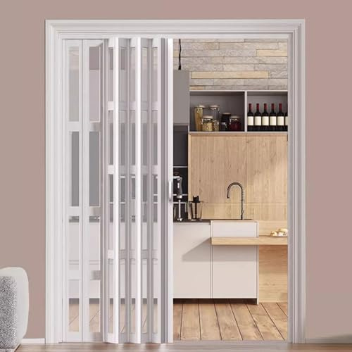 Falttür mit transparentem Acrylfenster und Aluminiumrahmen, platzsparende Lösung für Küche, Schrank und Raumteiler