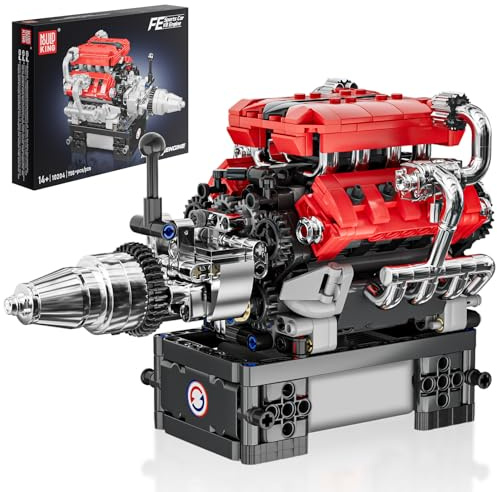 Mould King 10204 Set di Mattoncini da Costruzione Tecnica, Modello di Motore V8 per Auto da Corsa FE, Klemmbausteine, Kit di Costruzione per Modellismo, Pezzi da Collezione per Adulti (750 Pezzi)