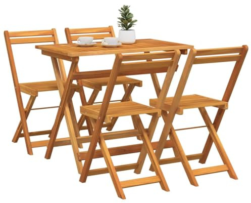 vidaXL Bistrogarnitur 5 pcs Öl-Natur Massivholz Akazie, Garten und Terrasse, modernes Bistro-Set, wetterfest, kompakter Tisch, ideal für den Balkon