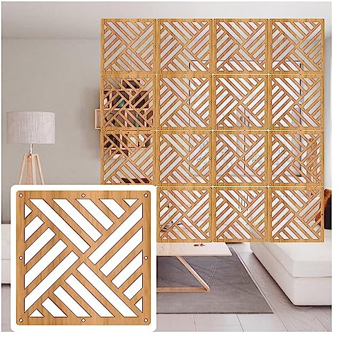 SDAZHX Cloison de séparation Suspendue 29 x 29 cm – Panneaux de confidentialité en Bois et Plastique imperméables (sans perçage, Noir/Naturel)(3Pcs)