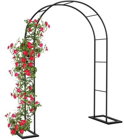 Arche à roses avec base amovible en métal pour jardin, parfaite pour les mariages, la terrasse, la décoration des plantes grimpantes et treillage (220 x 120 cm)