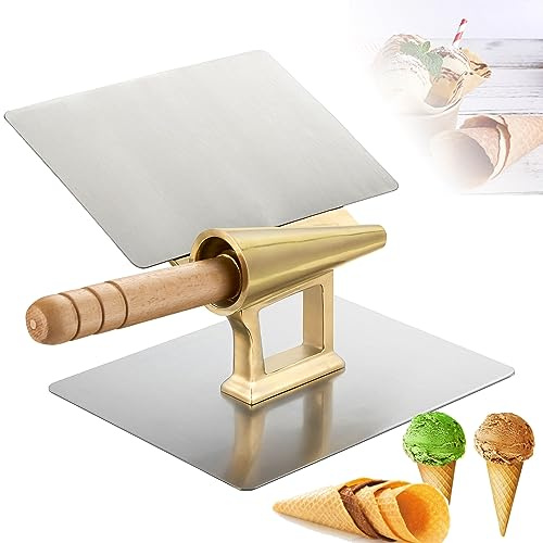 Waffle Cone Maker - 52cm Wooden Pizzelle Cone Mold with Non-Slip Handle - Strong & Smooth Ice Cream Cone Shaper Tool