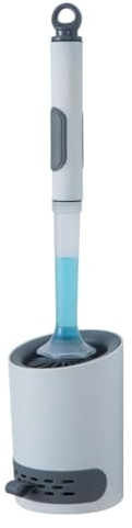 Escobillas de Inodoro de Silicona, Limpiador de escobillas, Cepillo de Inodoro de Silicona y Soporte con dispensador de jabón, Kit de Limpieza de Cepillo de Inodoro Antideslizante de Mango Largo para