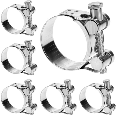 QWORK® 6 Piezas 36-39mm abrazaderas tubos, abrazadera de manguera de acero inoxidable 304, para escape de motocicleta, manguera de gasolina