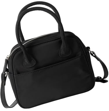 YPREWY Bowlingtasche aus PU-Leder für Damen, quadratische Schulter mit verstellbarem Riemen, für Arbeit und Reisen, Arbeit, Einkaufen, Schwarz , One Size
