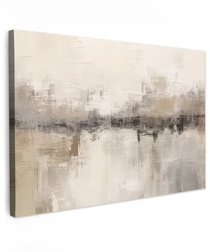 MuchoWow© Bilder Groß XXL Wohnzimmer Deko Modern Wandbild | 150x100 cm - Kunstdruck auf Leinwand Bild Schlafzimmer über Bett Room Decor Geschenke Moderne Kunst - Abstrakt - Beige