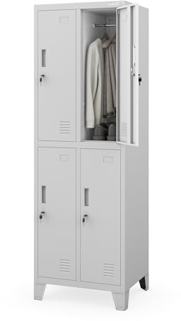 Jan Nowak Umkleideschrank Spindschrank Metall, 4 Fächer, abschließbar