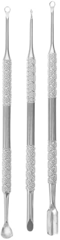 HAPINARY 3 Pièces Outil de Manucure Professionnel en Acier Inoxydable 3 Pièces, Repousse-Cuticules Double Tête Forme Fer à Cheval et Biseauté, Repousse-Ongles Russe Compact pour Soin des