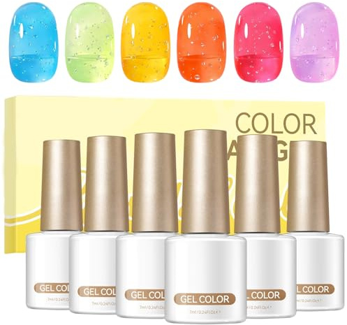 Nagelbubbelgel | Långvarig gradient 6 stycken,Genomskinliga gelnaglar,för bröllop, resor, dejter, sammankomster, pendling, hemma och