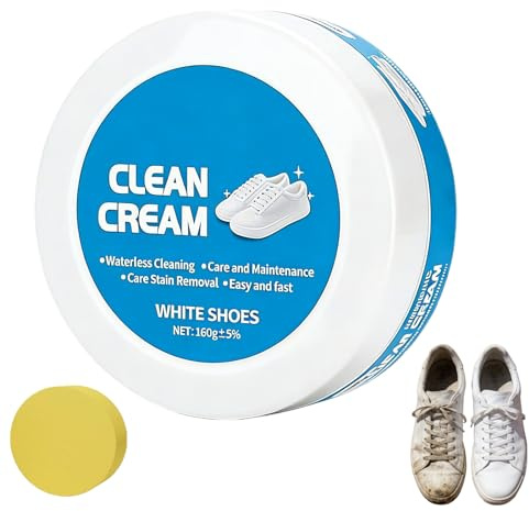 WestCamel White Shoes Clean Cream Included cleaning sponge, Multipurpose No-Wash White Shoe Cleaner Cream, Cleaner Removes Dirt & Stains, For White Shoes, Leather, Boots, Suede, Rubber (1PC)