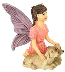 GlitZGlam Sofie die Gartenfee mit den Welpen - Eine Miniaturgarten-Feenfigur für Ihren Feengarten