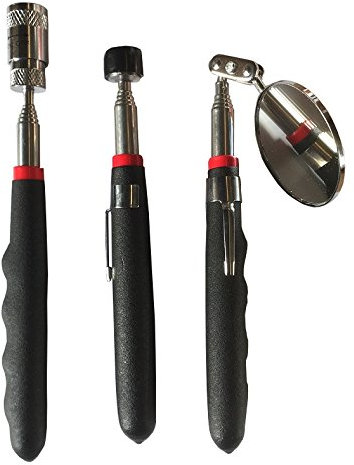 Pick up 3er Set Teleskop Werkzeugset LED Magnet Inspektionsspiegel Spiegel Heber (3er Set)