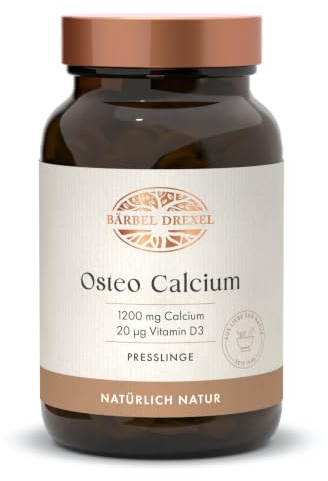Calcium Tabletten Hochdosiert, Osteo Premium Calcium (250 Stk) - Calciumcarbonat 600mg + Vitamin D aus natürlichen Quellen, 100% Herstellung Deutschland, Kalzium Nahrungsergänzung BÄRBEL DREXEL®