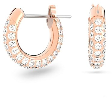 Swarovski Stone Women's Hoop Crystal Pierced Earrings with Gold-Tone Pavé in a Rose-Gold Tone Plated Setting