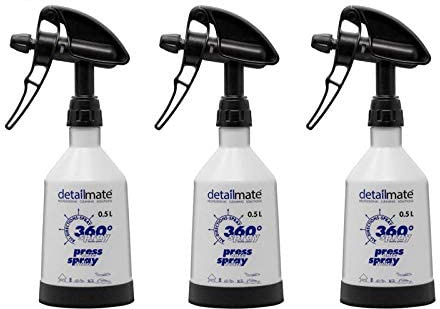 detailmate Set Made by Kwazar 3 Mercury Super PRO+ 360 Grad VITON Sprühflasche, Double Action Trigger. durchsichtige Skala, Standfuß, 0,5 Liter Dark