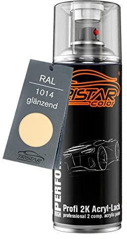 TRISTARcolor RAL 1014 Elfenbein glänzend 2K-Acryl-Lack Spraydose | Sprühdose 400 ml, schnelltrocknend