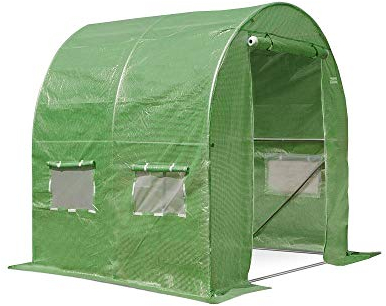 Garden Point Grün Folientunnel Folienhaus Folienzelt Gewächshaus Pflanzenhaus Foliengewächshaus Tomatenhaus 2m x 2m x 2 m