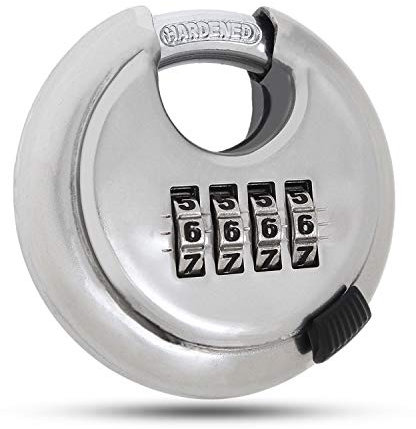 STARVAST Heavy Duty Combination Padlock for Outdoor, Waterproof Disc Padlock with Code, 4 Digit Round Security Padlock for Gate Shed Garage Fence - 70mm Wide 9.5mm Steel Shackle