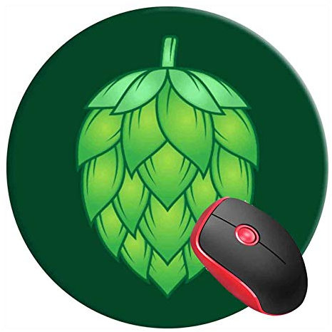 Mauspad, rund, Gaming-Mauspad, Hopfen für Bier, Brauen, Zuhause, rutschfeste Gummiunterseite, Mousepad, niedliches Mauspad, für Laptop, Computer, PC, Büro, Zuhause