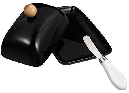 Cabilock Mantequero De Cerámica Mantequillera con Tapa de Cerámica de para para con Cubierta de La Este () Mantequillas para Dejar Puestas