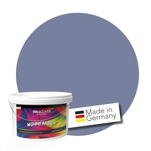 WALLCOVER hochwertige Wandfarbe für Innen | Blaugrau | 5L für 40m² | Hochdeckende Innenfarbe Matt (Klasse 1) | Profi Qualität aus Deutschland