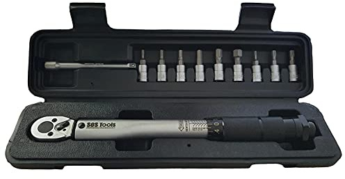 SOS Tools S1004-1/4' Square Drive Torque Wrench Micrometer 2-24Nm/18-212in./lb. With Bits & Extension Bar
