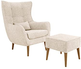 Mirjan24 Sessel Lucio, Polstersessel, Armsessel, Armchair, Relaxsessel, Fernsehsessel, Loungesessel, Top-Qualität Sitzmöbel, Ohrensessel (Alfa 01., mit Hocker)