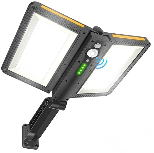 ropelux Solar Flood Lights Outdoor, 6000LM High Brightness Motion Sensor Outdoor Lights,IP65 Waterproof and 5 Modes, Wider Illuminated Area LED Solar Lights for Garden Patio Street