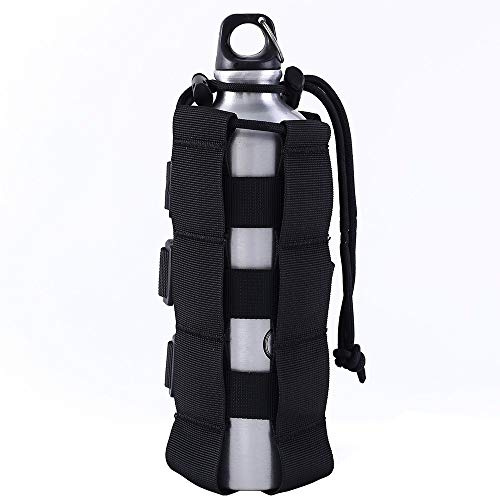 DONGKER Molle Flaschenhalter, Taktisch Militär Trinkflasche Beutel, 0,5-2,5 L Langlebig Bottlehalter Bottel Carrier für Camping Wandern Radfahren (Schwarz)