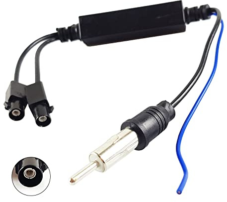 Hikity Autoradio AM FM Antenne Fakra Adapter DIN Stecker auf Dual Fakra Stecker Splitter mit Amplifier Power Kabel 35cm kompatibel mit Audi Volkswagen