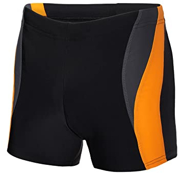 Ladeheid badbyxor herr korta boxershorts badmode för män till stranden och poolen bekväma och bekväma badbyxor män tajta LA40-255, Svart/grafit/orange, 5XL