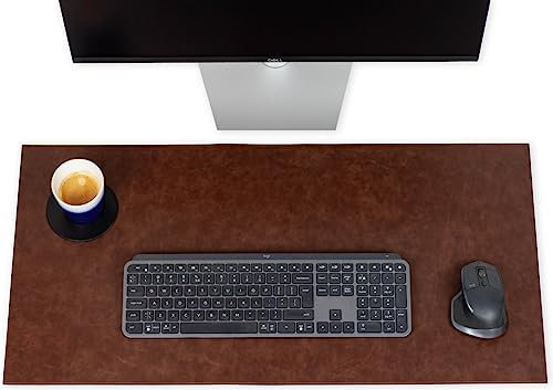 Brute Strength - Luxus-Schreibtischunterlage aus Kunstleder - Desk Organiser - 80x40 cm - Cognac - Arbeit zu Hause - Schreibtischunterlage - Bürozubehör - Computermatte