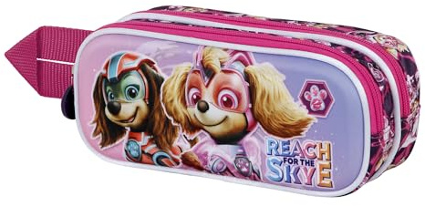 Paw Patrol La Patrulla Canina Mighty-Estuche Portatodo 3D Doble, Rosa, 22 x 9.5 cm