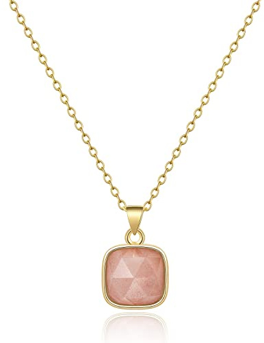 KissYan Healing Crystal Necklace, 14K Gold Plated Natural Energy Stone Pendant Necklace Reiki Quartz Amethyst Citrine Gemstone Spiritual Jewelry Gifts for Women