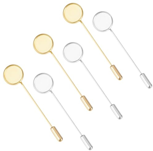 GORGECFAFT 20 Piezas 2 Colores Bandeja Redonda Plana Alfiler de Solapa Imperdibles de Seguridad Palo de Latón Alfileres de Solapa Artesanales Plata Broche Aguja